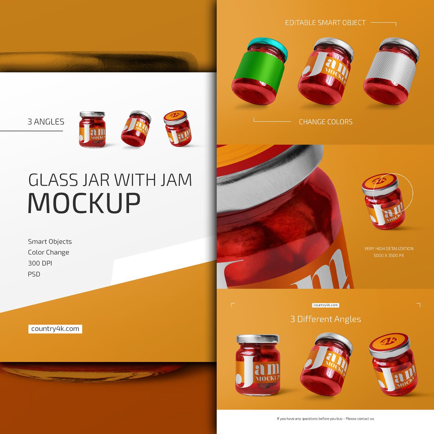Preview glass jar with jam mockup set.