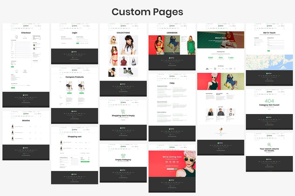 Custom pages of MyShop - Best Shopify theme.