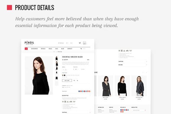 Product details of Pencil Shopify Theme.