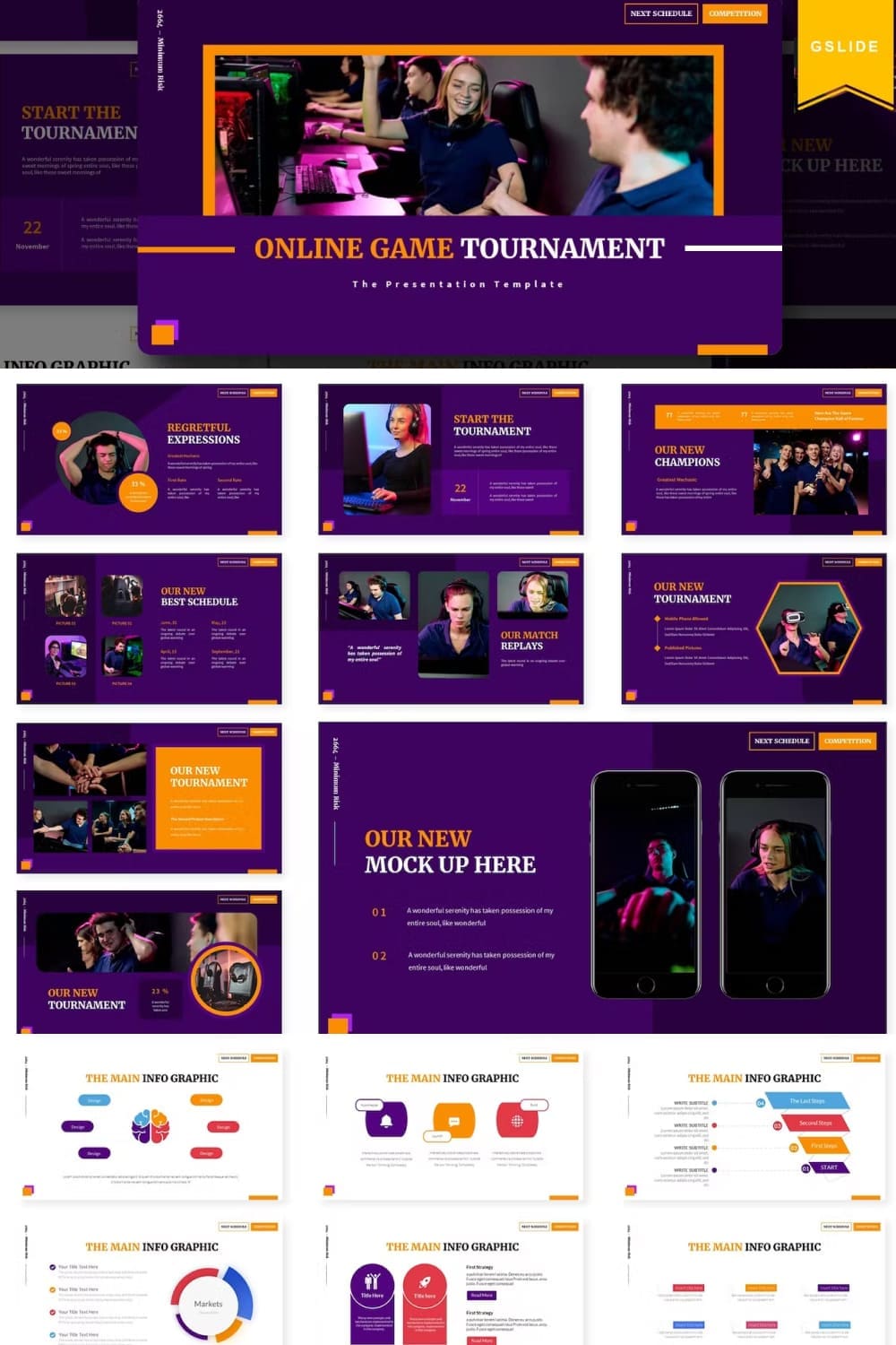 New champions of Online Game Tournament | Google Slides Template.