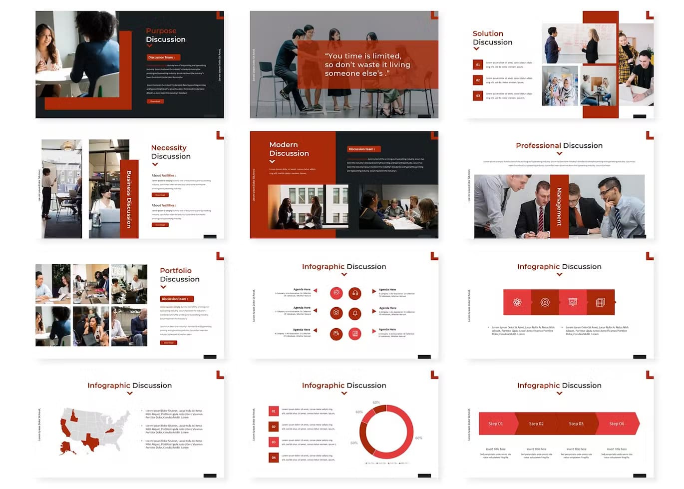 Modern discussion of the Teamwork Business Presentation Template.