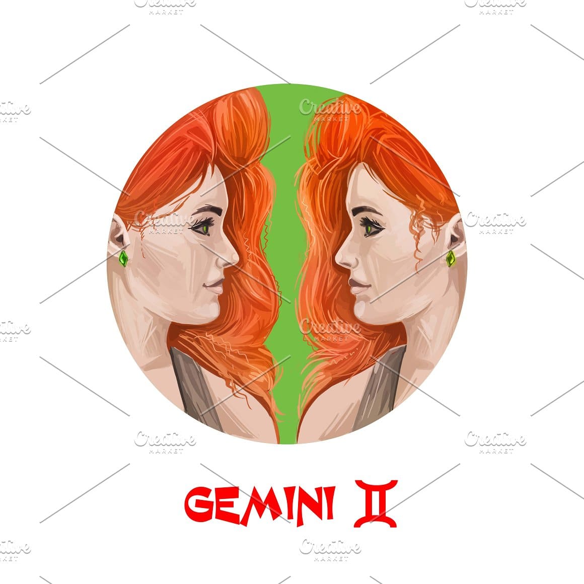 Two red-haired girls as the image of Gemini.