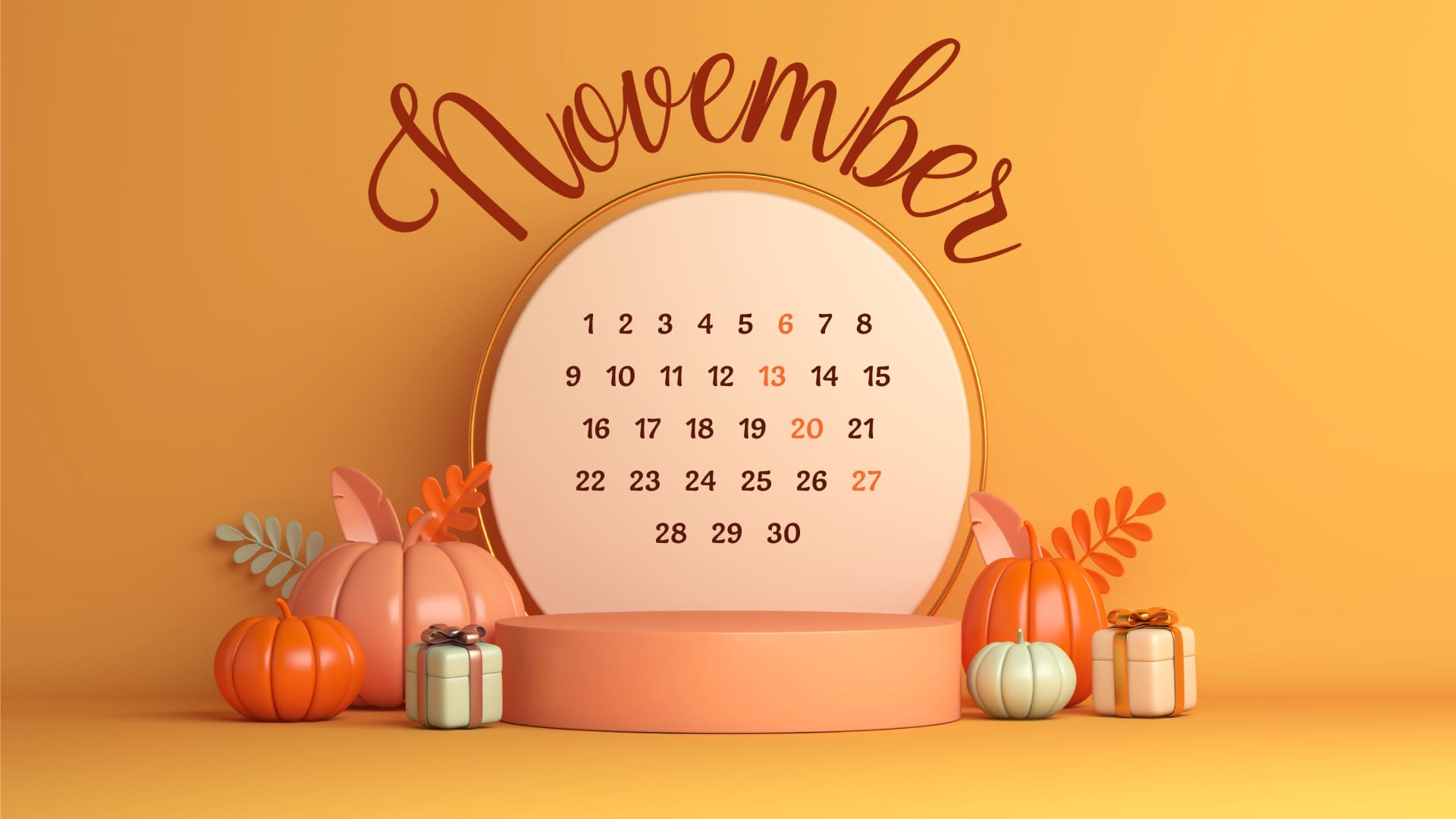 Free November calendar extension 1920х1080.