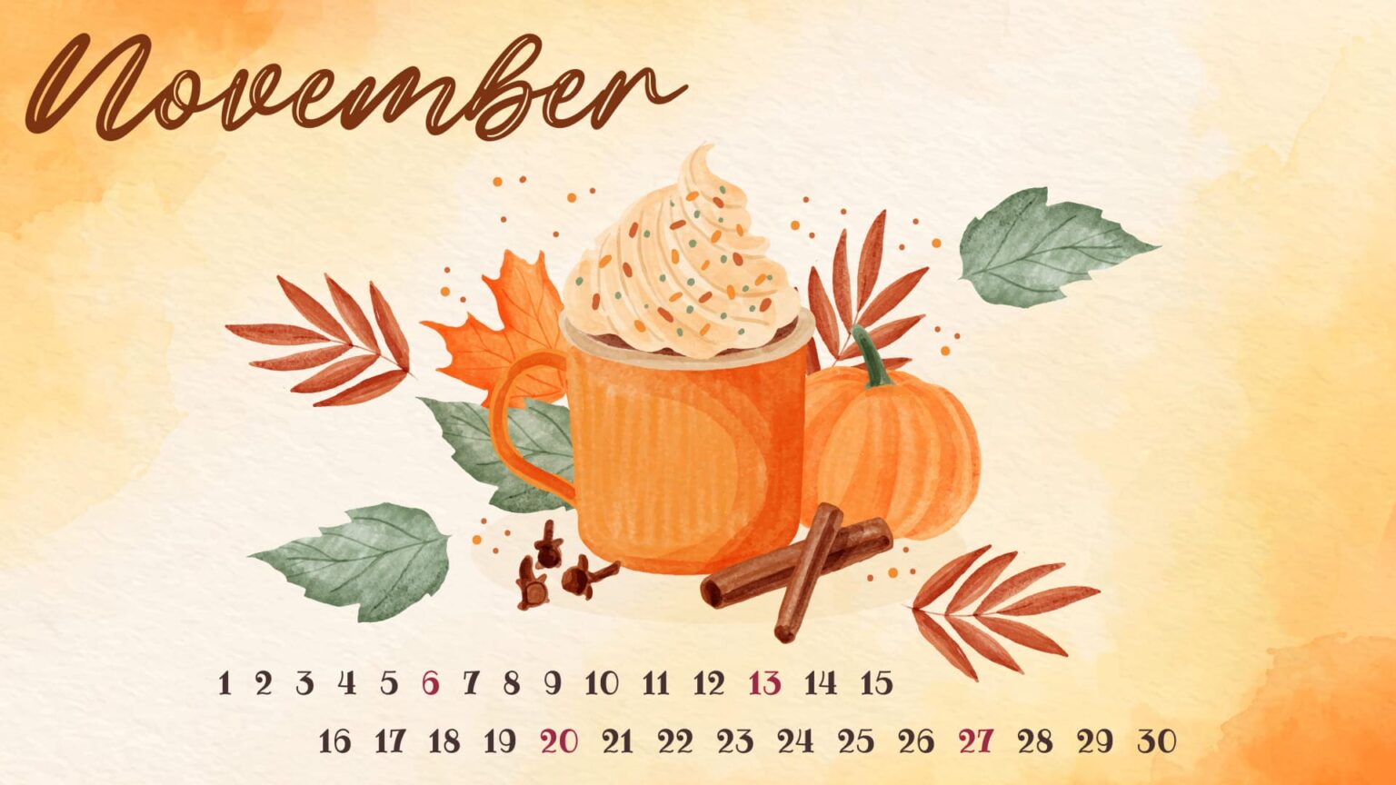 Free November Food Calendar – MasterBundles