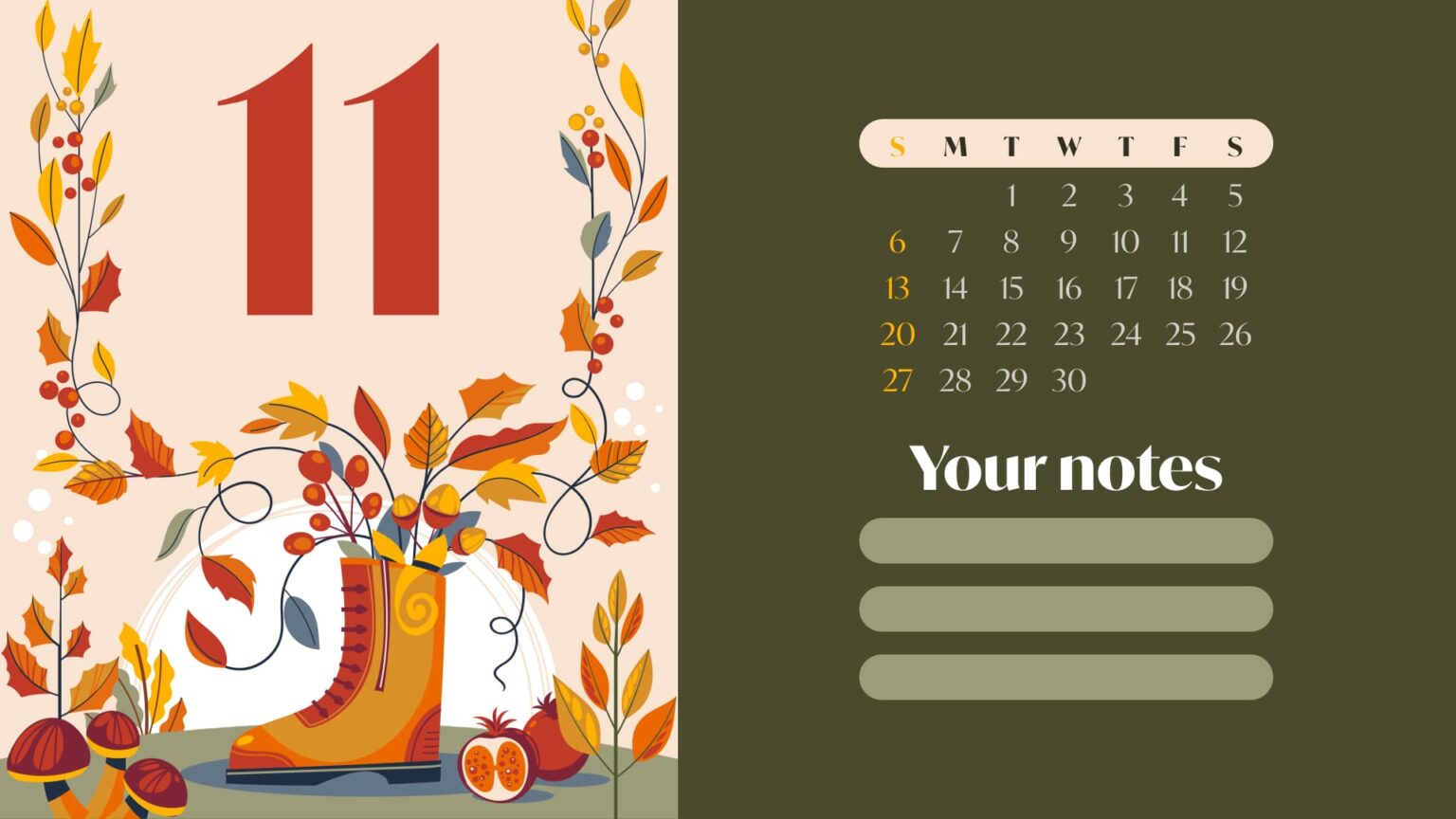 Free Cute November Calendar – MasterBundles