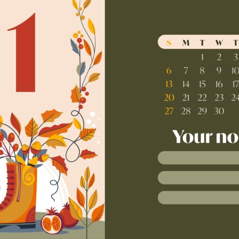 Free Cute November Calendar | Master Bundles