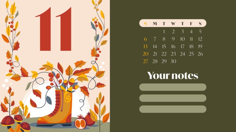 Free Cute November Calendar – Masterbundles