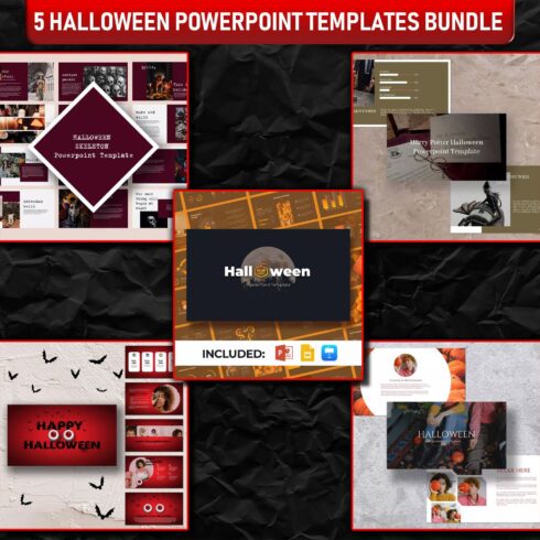 Halloween Powerpoint Templates Bundle cover image.