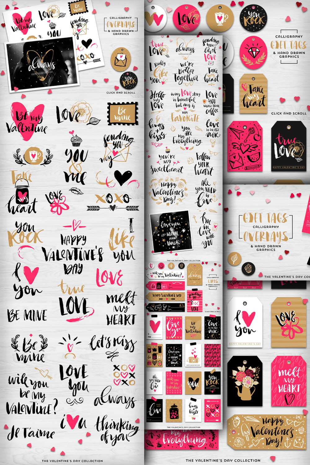Valentines day gift tags overlays.