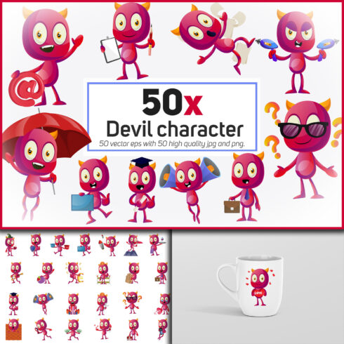 Prints of devil character collection illustration.