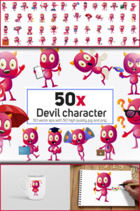 50 Devil Character Collection Illustration – MasterBundles