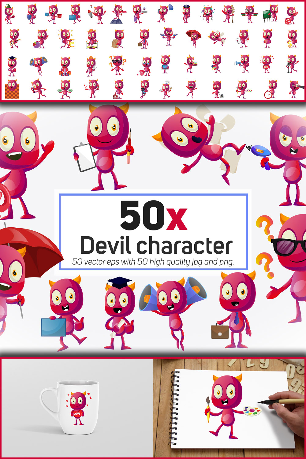 Devil character collection illustration of pinterest.