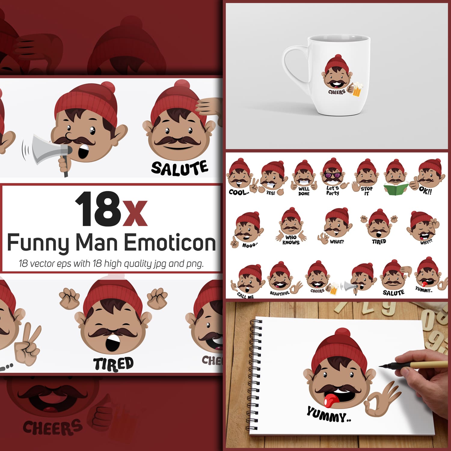 Preview funny man emoticon or stickers character colle.