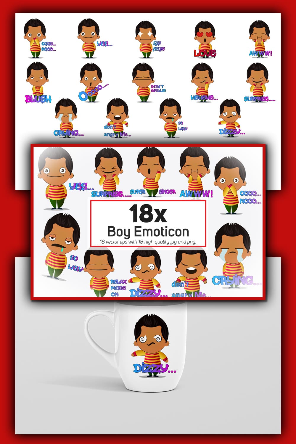 Boy emoticon or stickers character collection of pinterest.