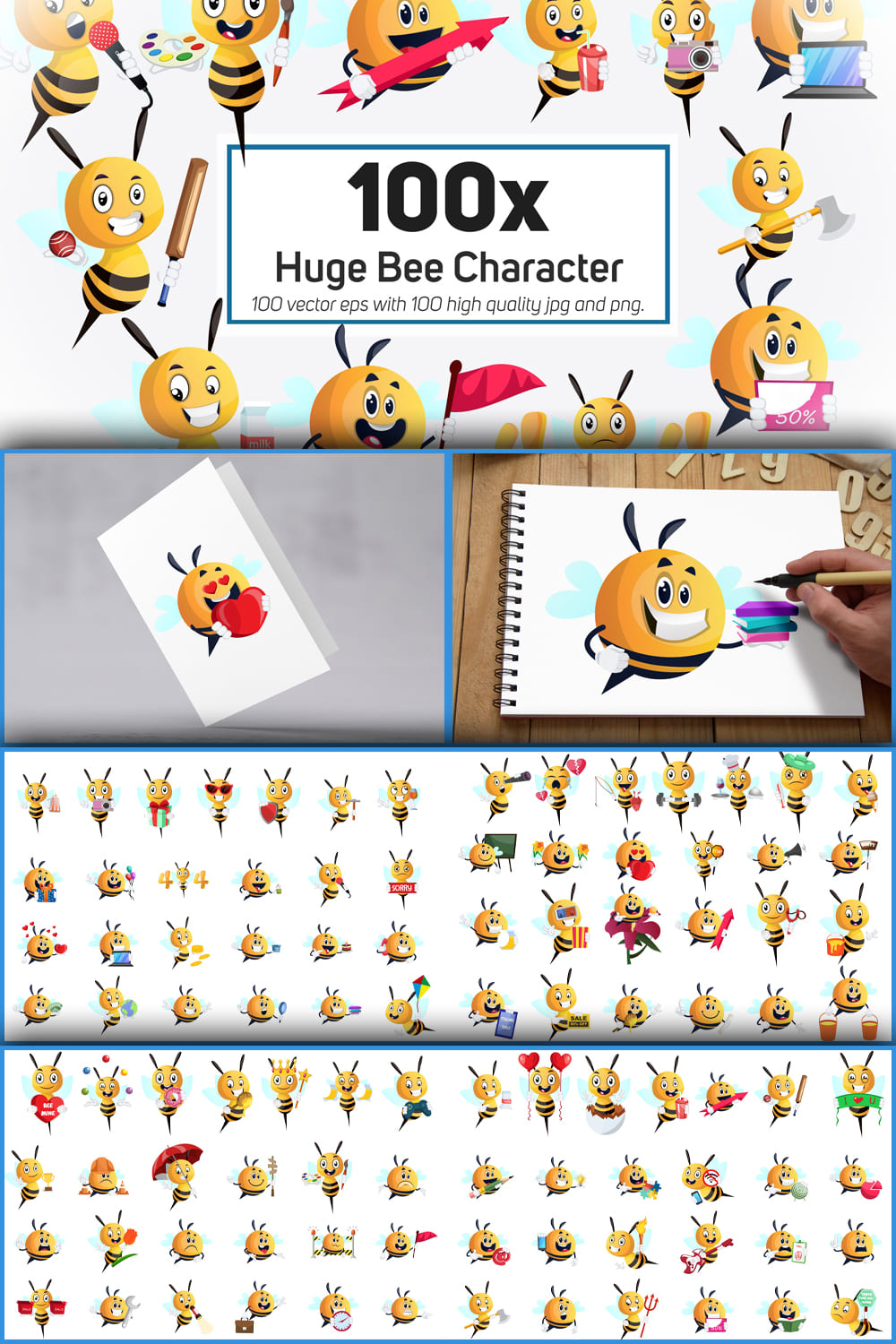 Huge bee character collection illustration of pinterest.