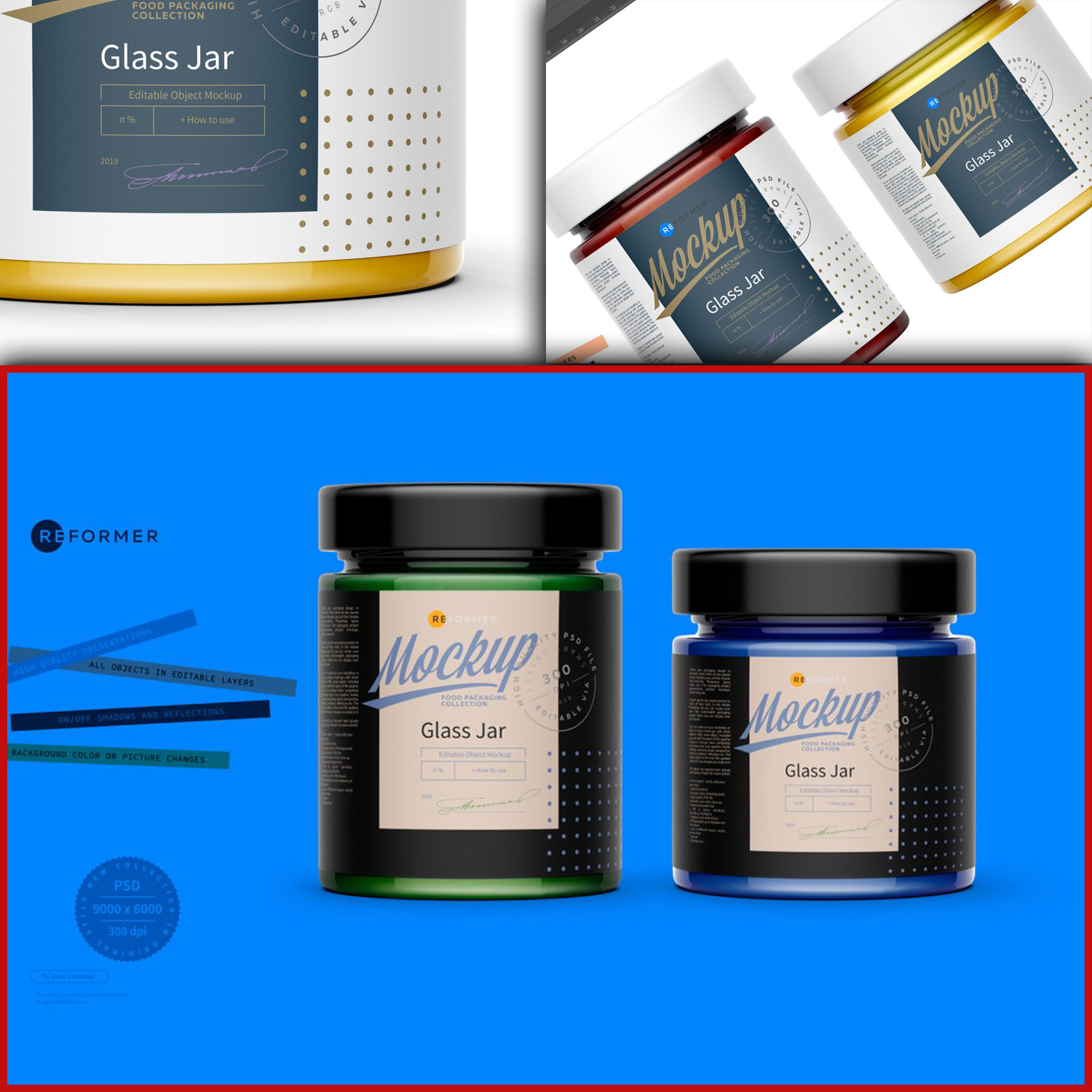 Preview two glass jar mockup.