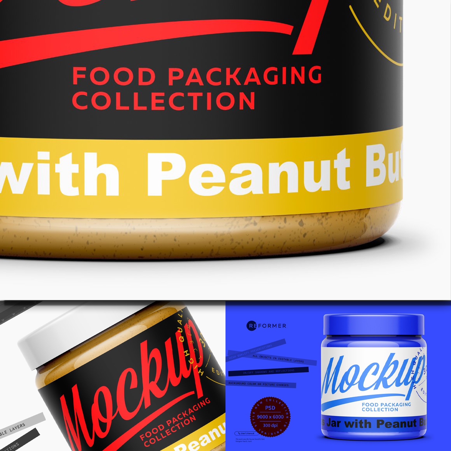 Preview glass jar with peanut butter mockup.