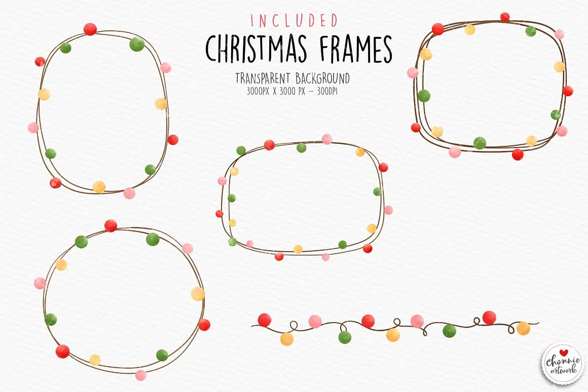 Christmas frames on the transparent background.