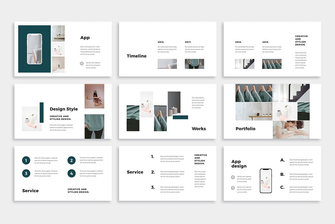 Works and portfolio of Noya keynote template.