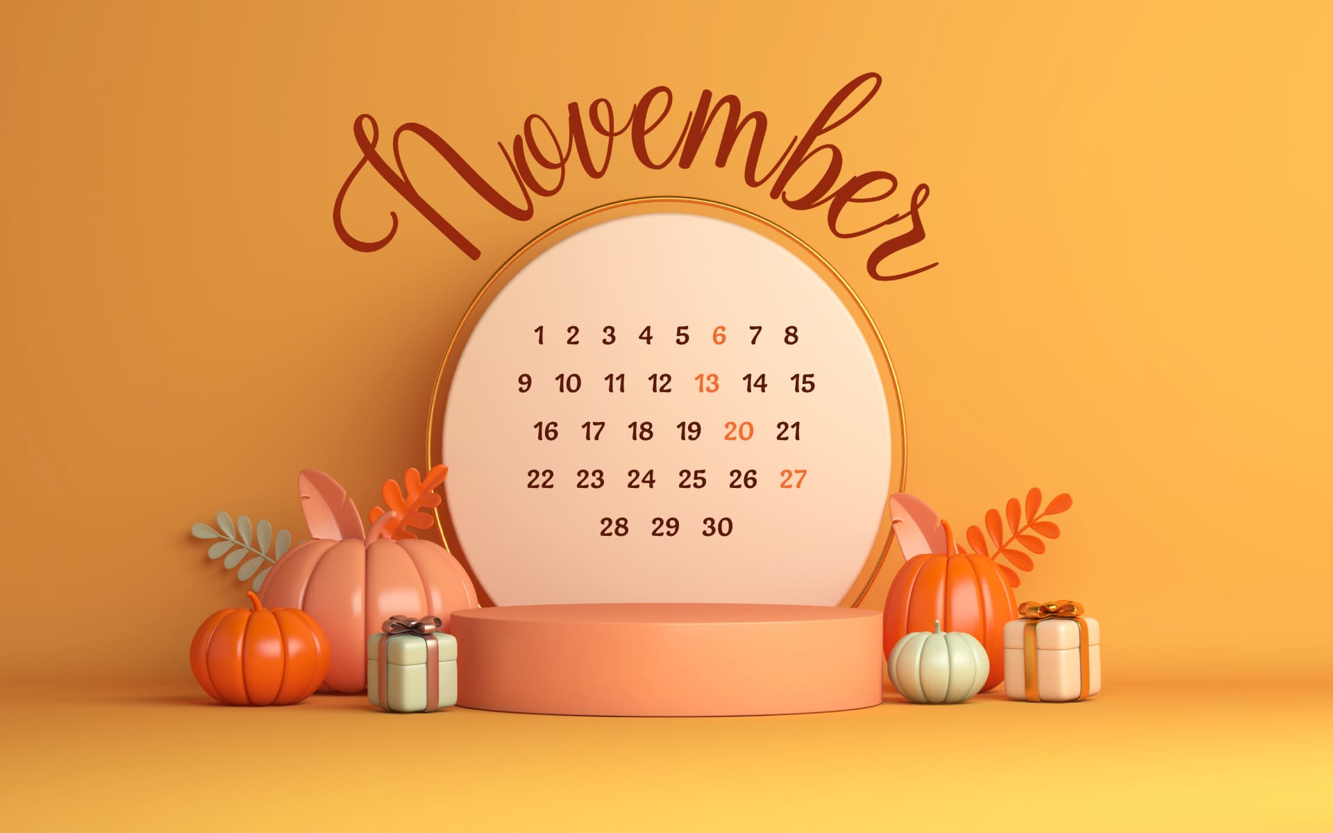 Free November calendar extension 1920х1200.