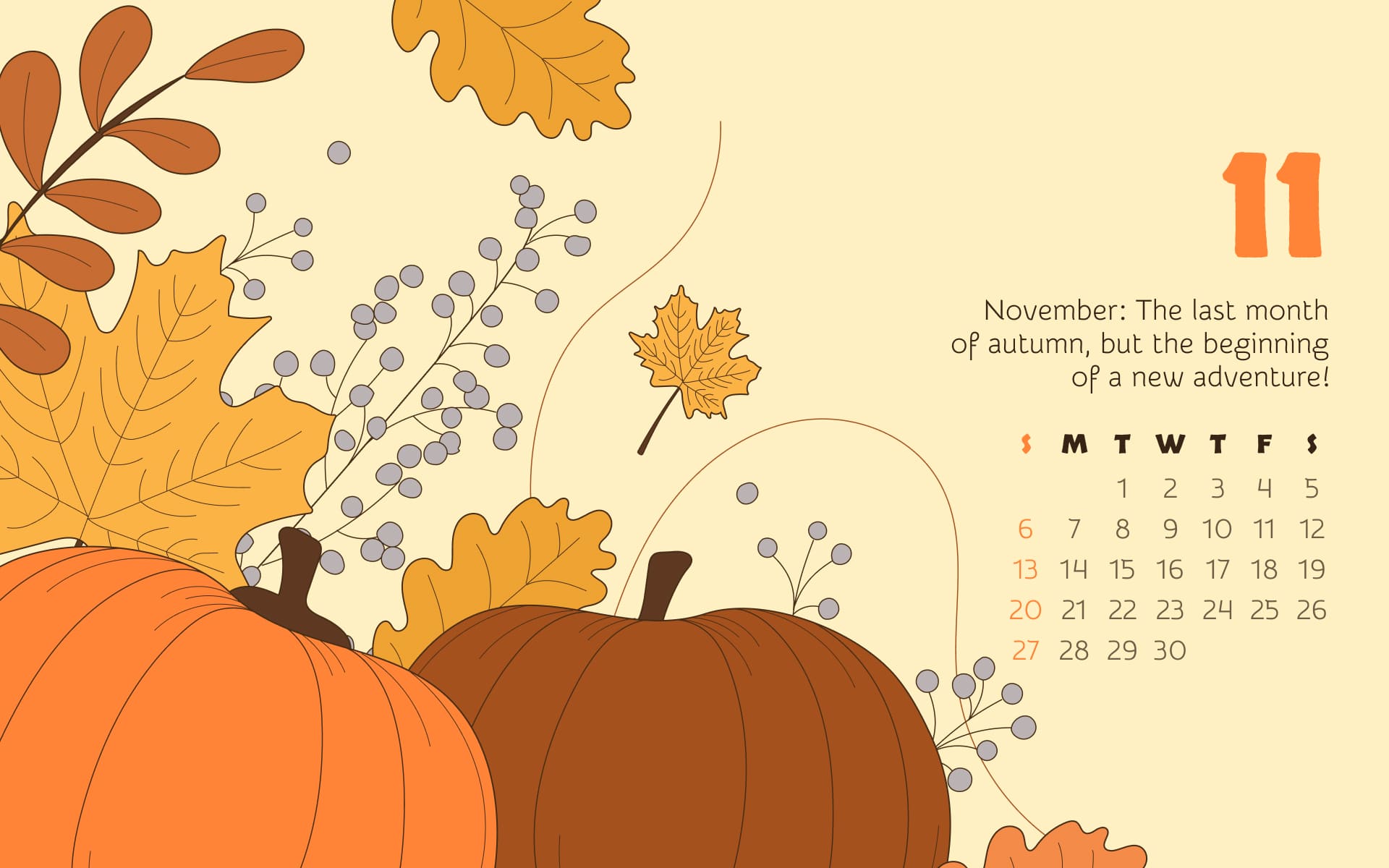 Calendar November in the picture size 1920x1200.