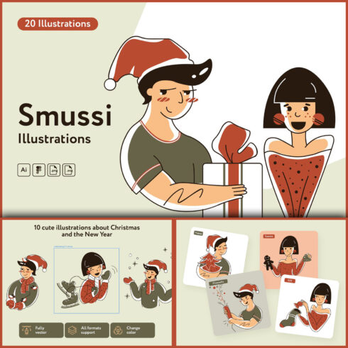 Preview smussi christmas illustrations.