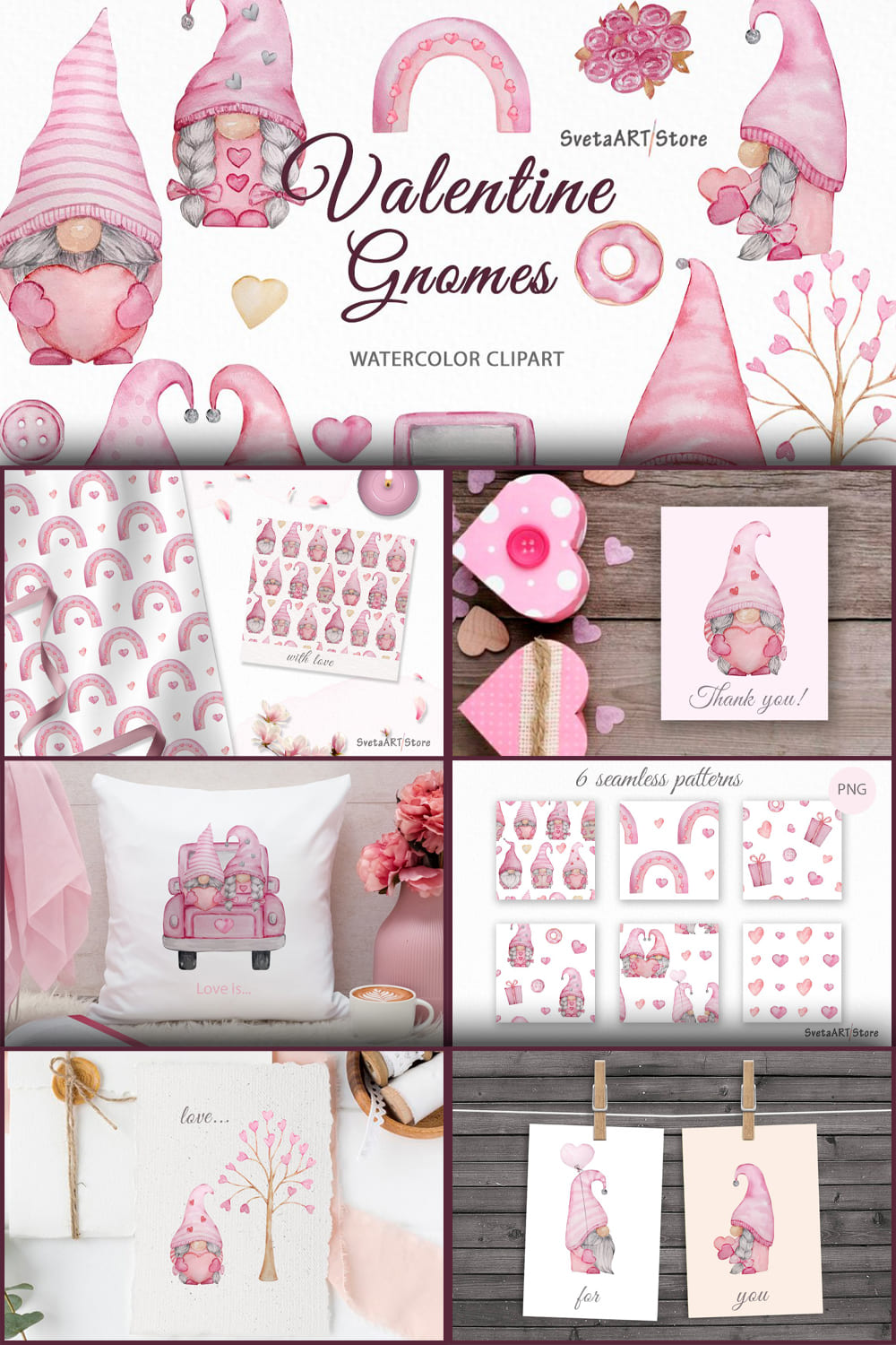 Watercolor valentine gnomes clipart images of pinterest.