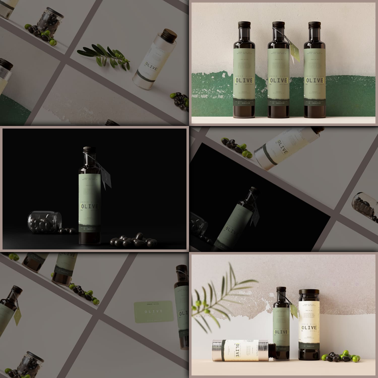 Preview oil bottles and can mockup bundle.