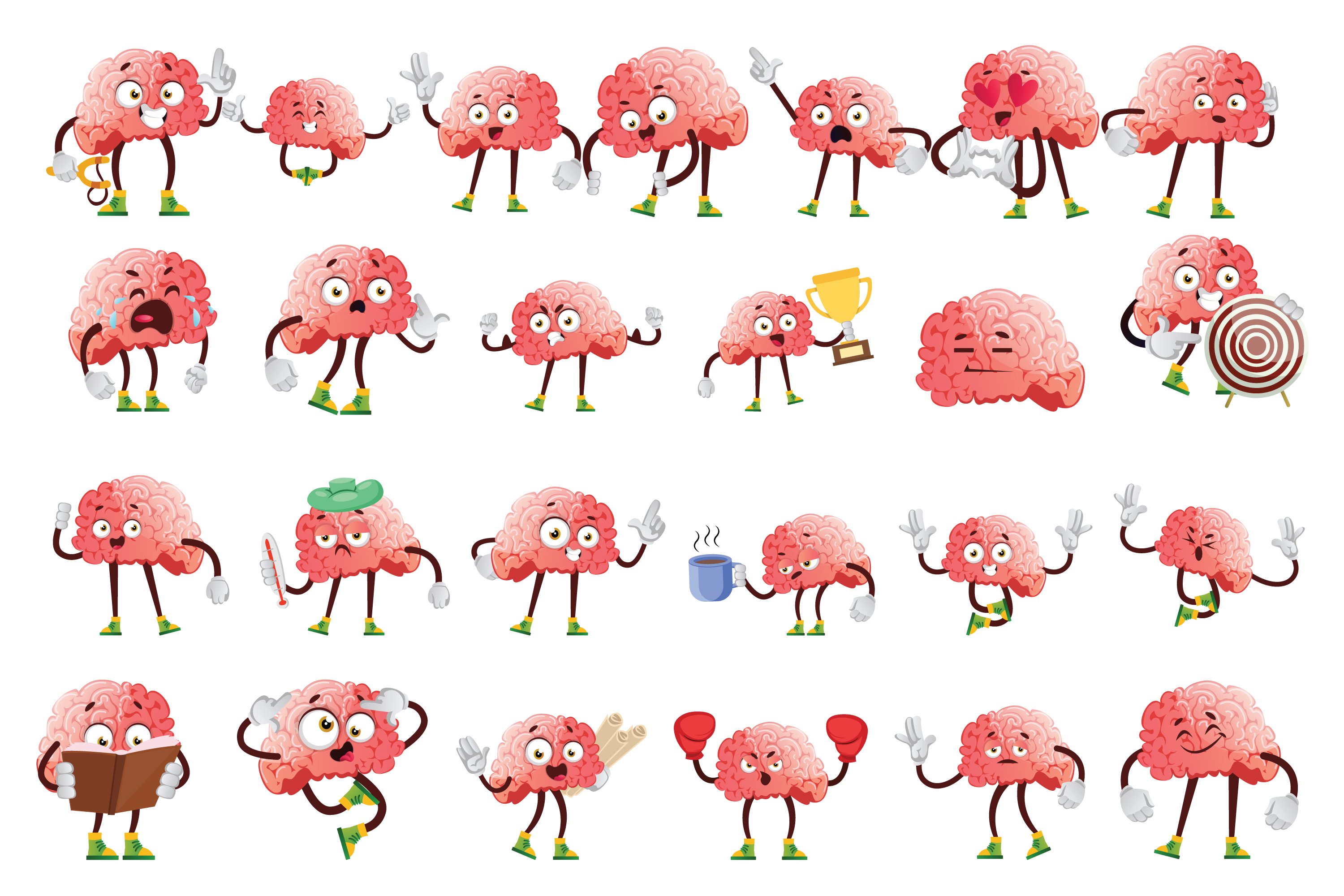 The brain in different positions with a muzzle.
