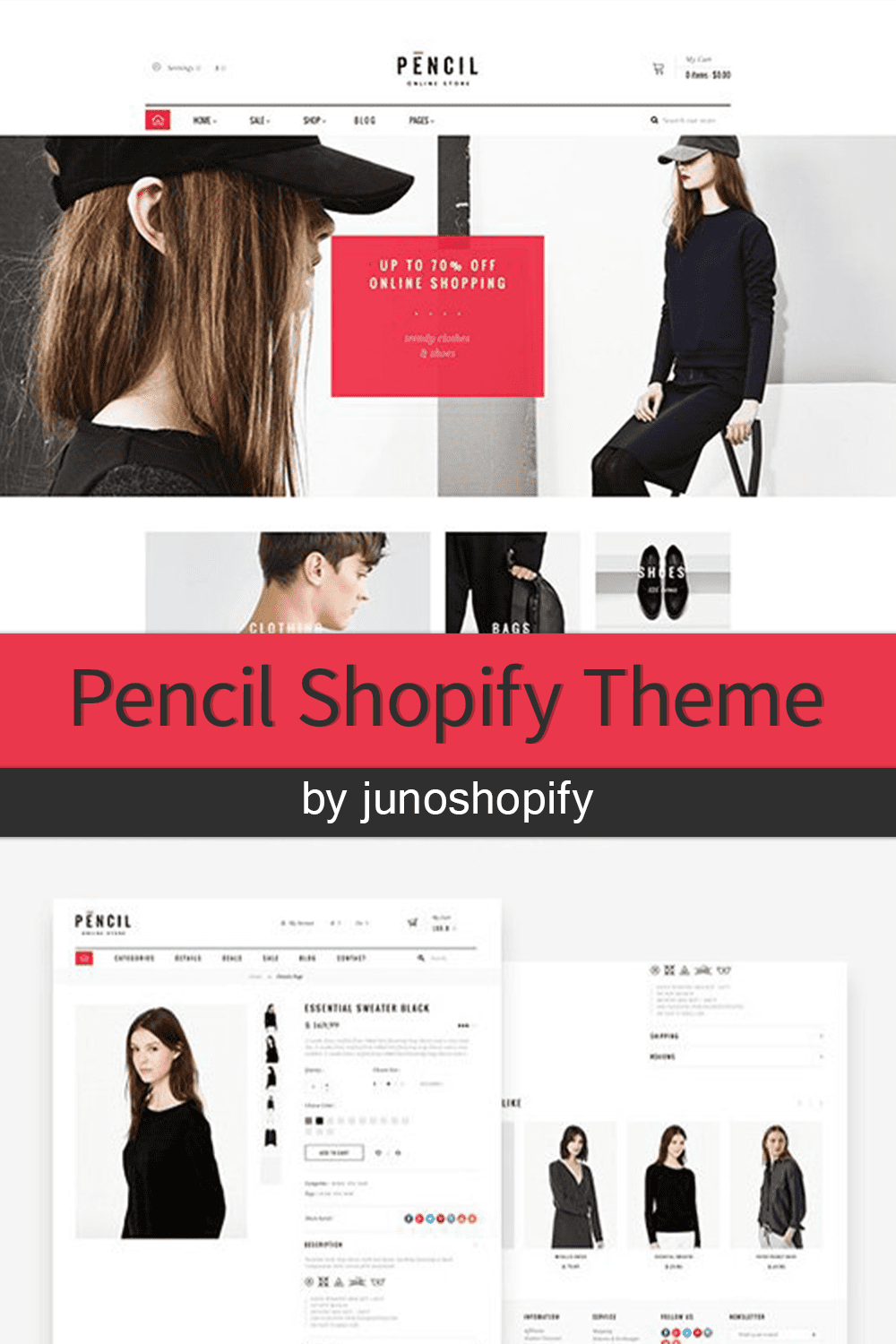 Essential sweater black on the Pencil Shopify Theme.