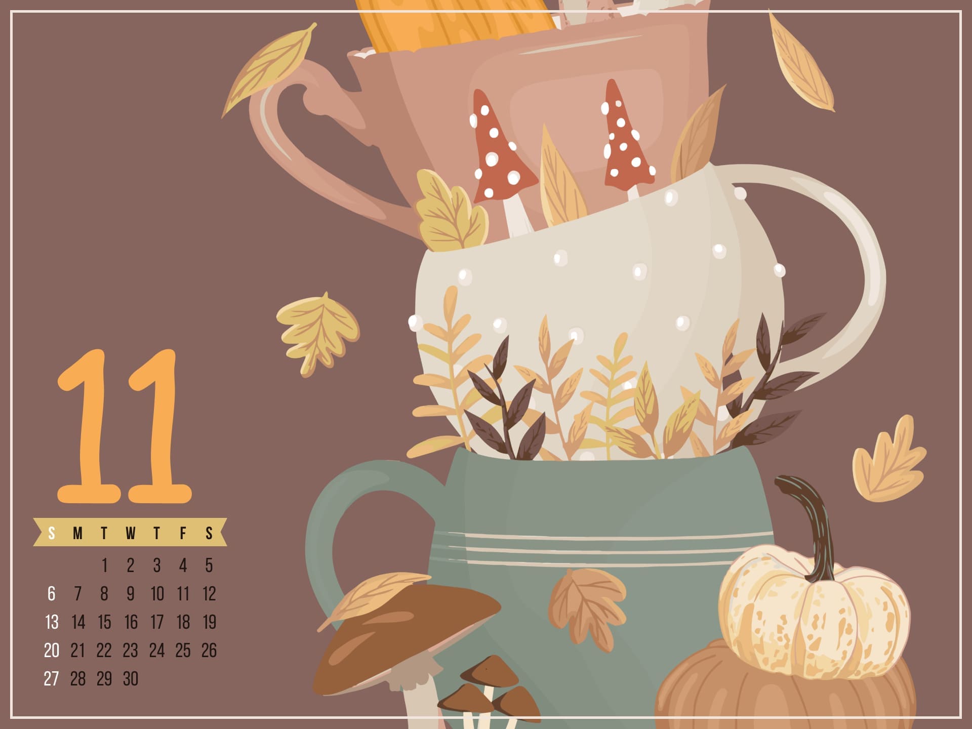 Free Lovely November Calendar 1920x1440.