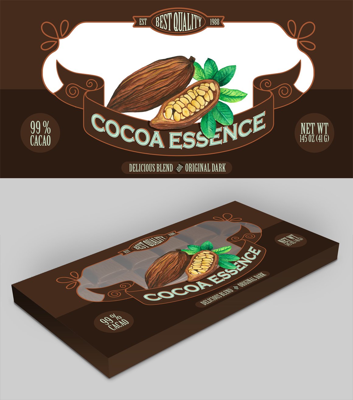 Chocolate bar label and more.