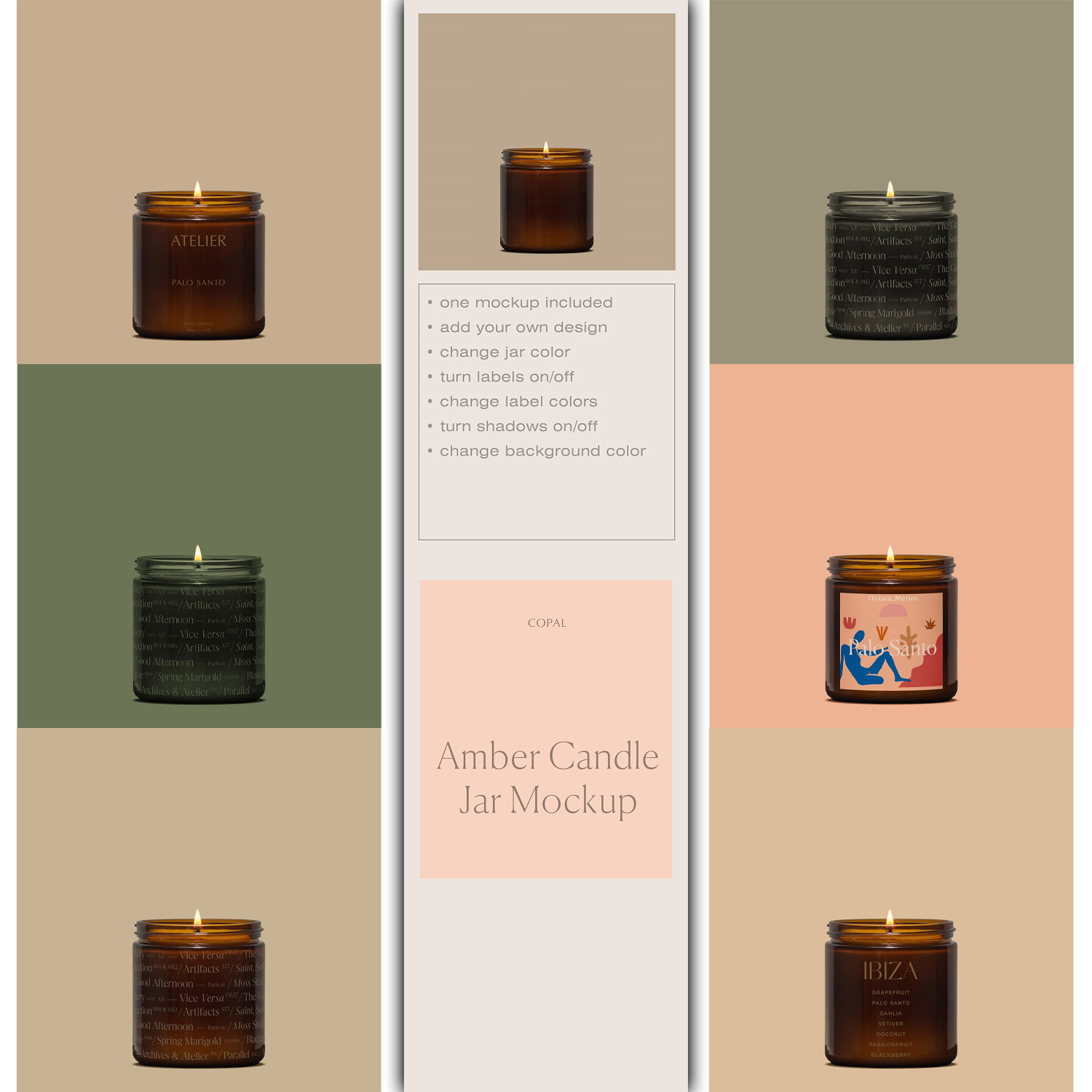 Preview amber candle jar mockup.