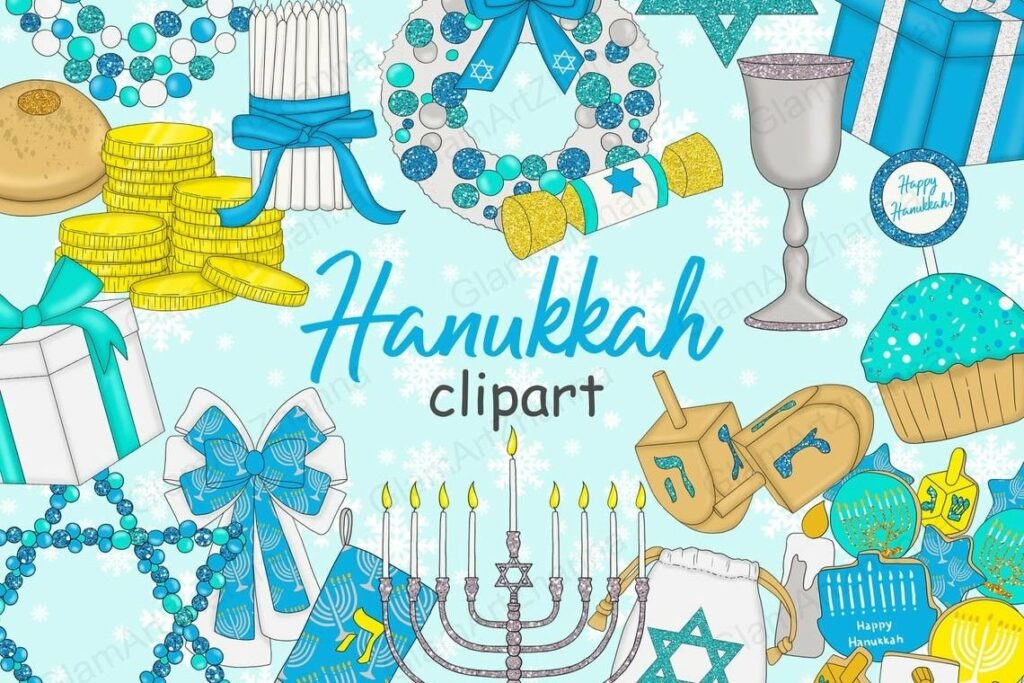 Hanukkah Clipart Dreidel Menorah PNG – MasterBundles