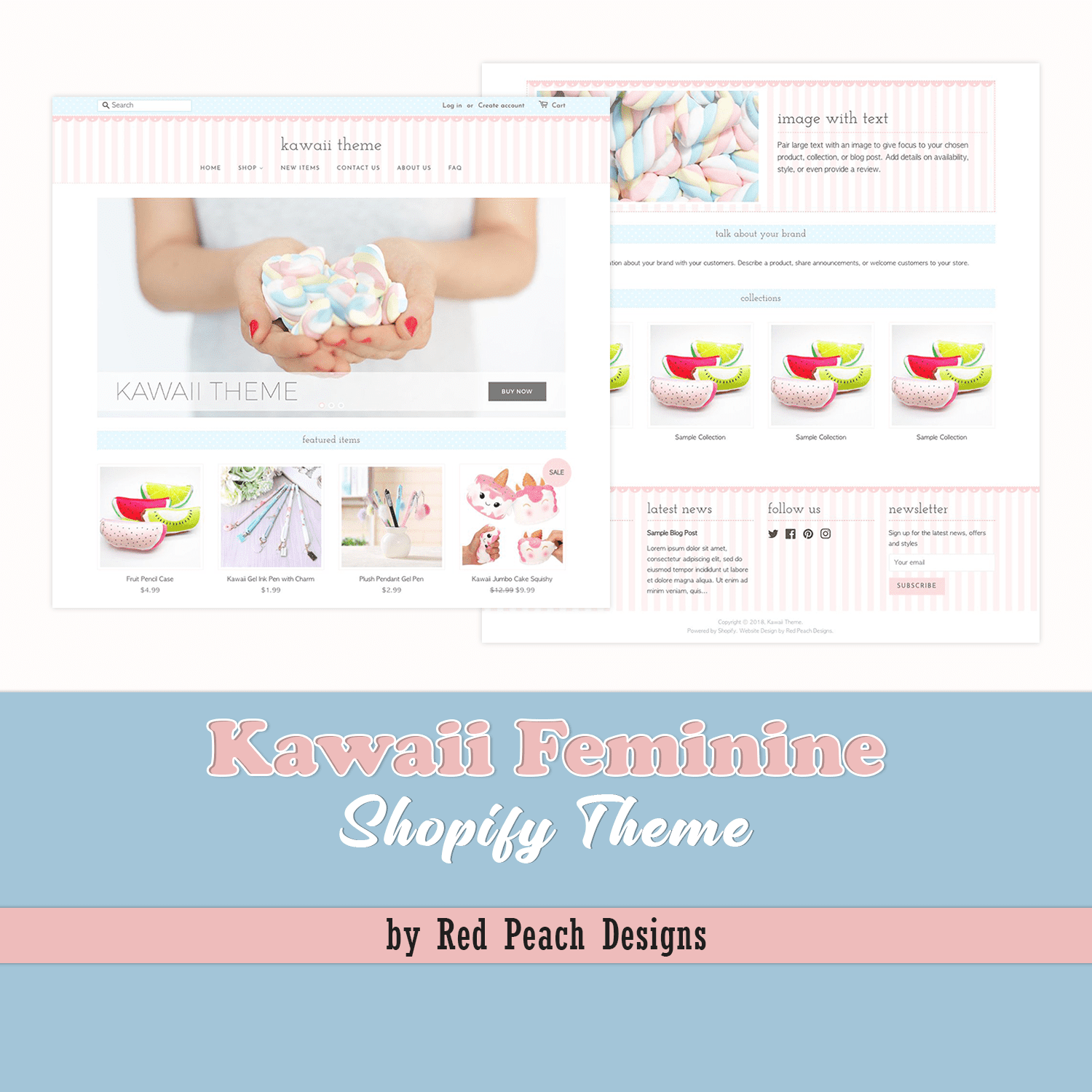 Sample collection of Kawaii Feminine Shopify Theme.