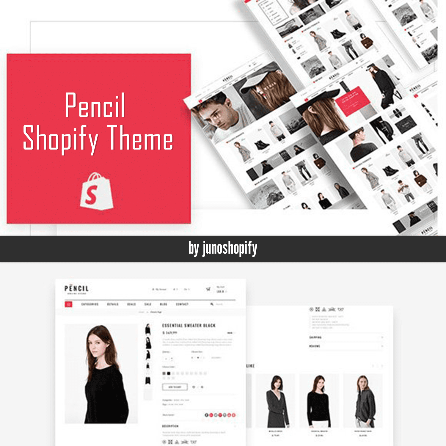 Categories of the Pencil Shopify Theme.