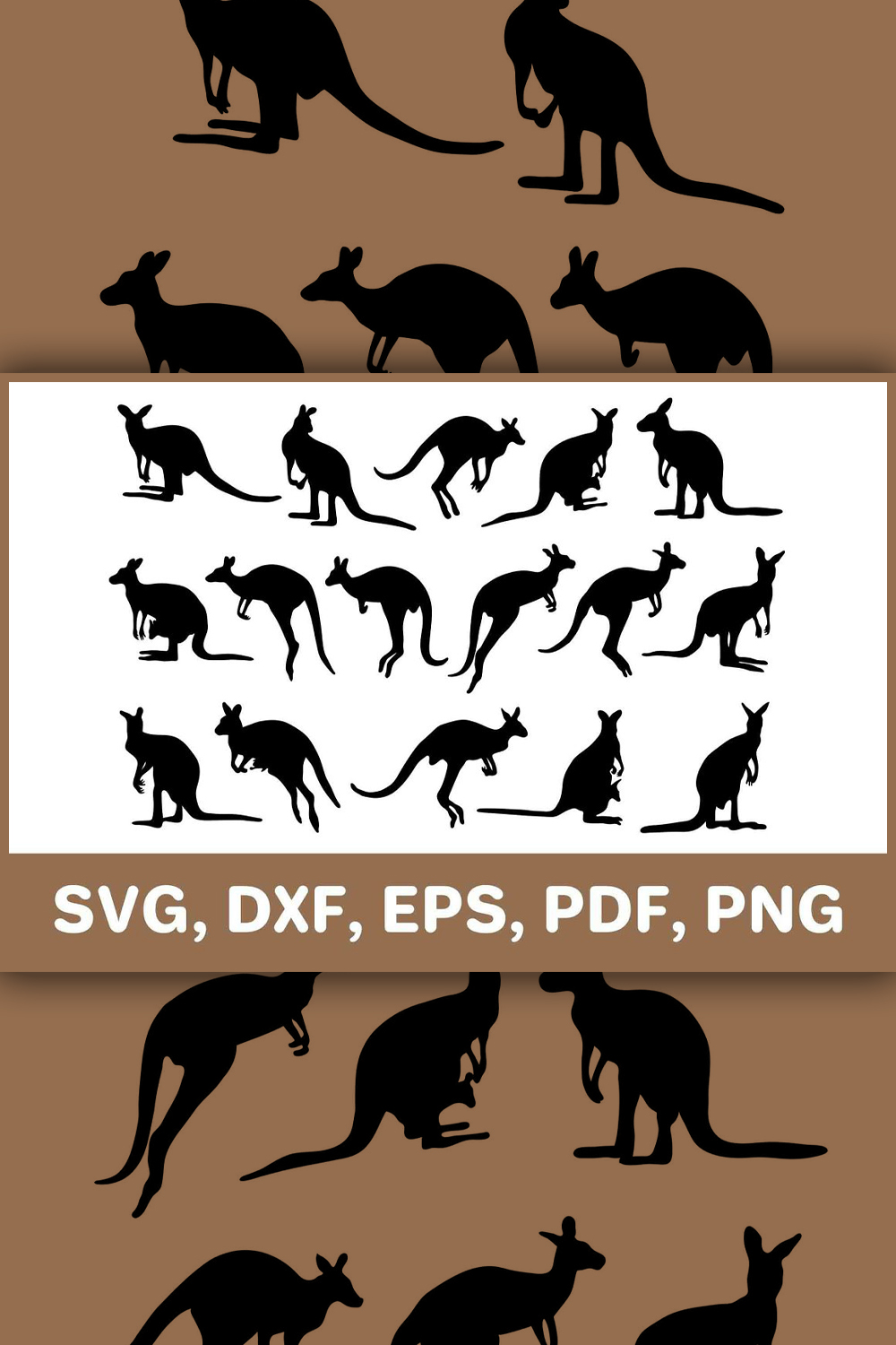Kangaroo SVG Cut File Clipart pinterest image.