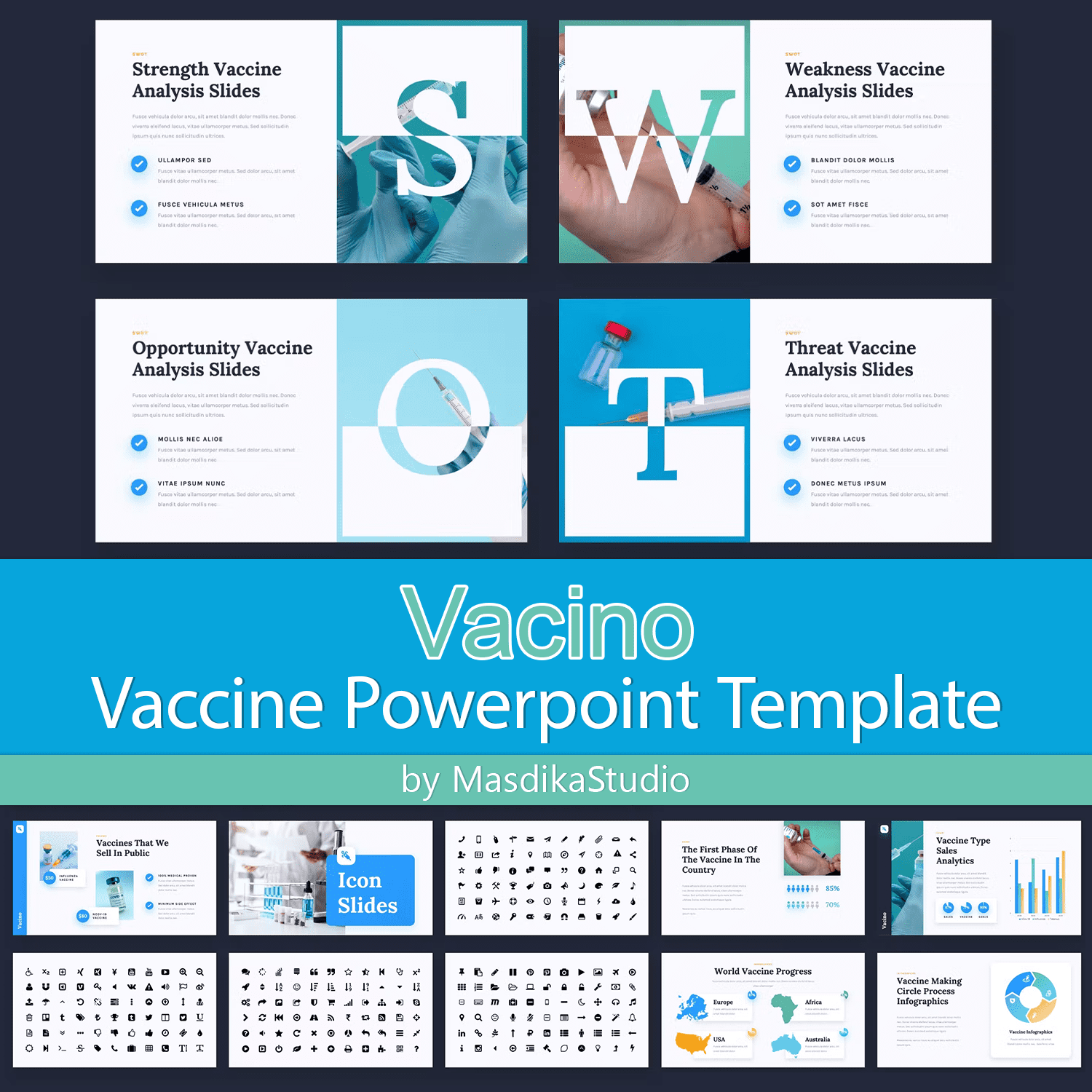 SWOT of the Vacino - Vaccine Powerpoint Template.