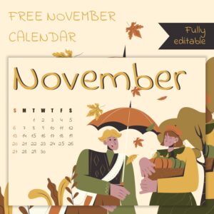 10 Free Editable November Calendars – MasterBundles