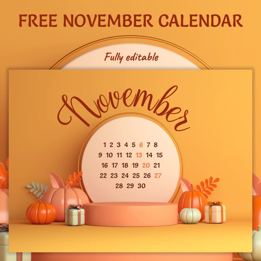 Free Fall November Calendar MasterBundles