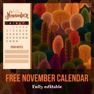 10 Free Editable November Calendars – MasterBundles