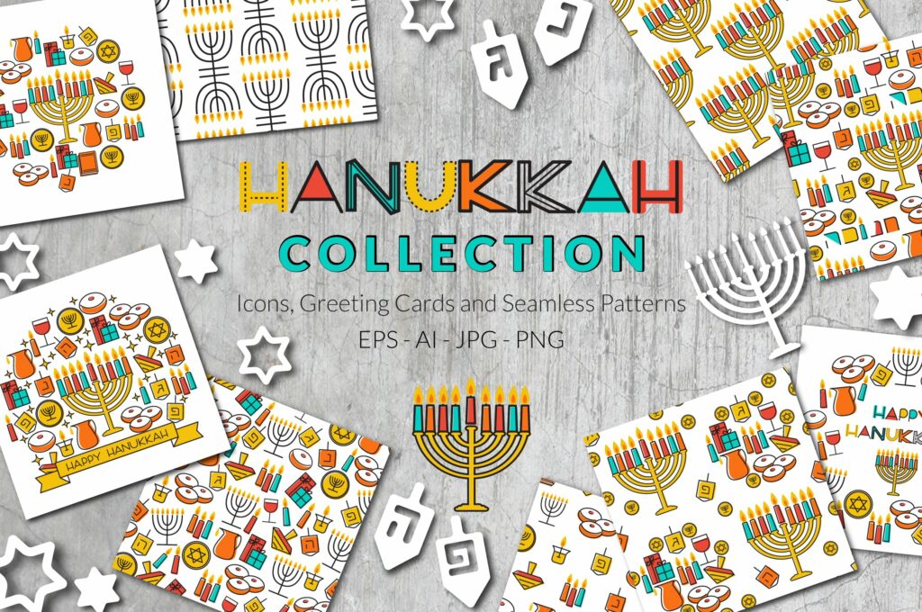 Hanukkah Collection - Icons, Patterns And Cards – MasterBundles
