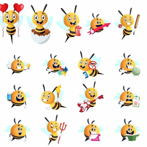 100 Huge Bee Character Collection Illustration – MasterBundles