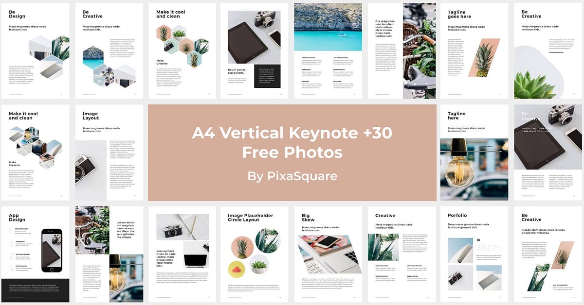 Text 1 columns of A4 Vertical Keynote +30 Free Photos.