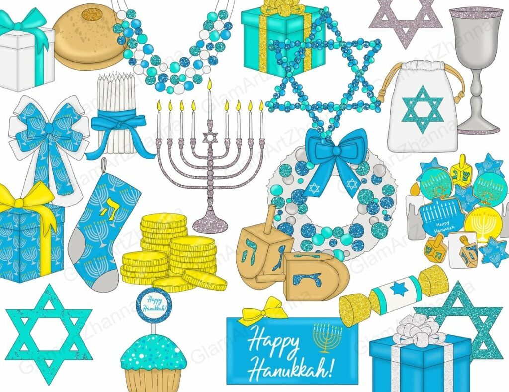 Hanukkah Clipart Dreidel Menorah PNG – MasterBundles