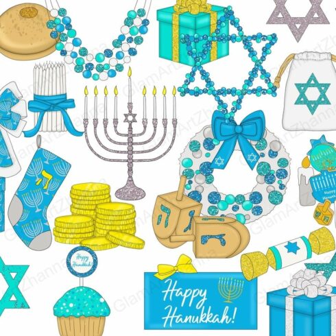 Hanukkah Clipart Dreidel Menorah PNG | MasterBundles