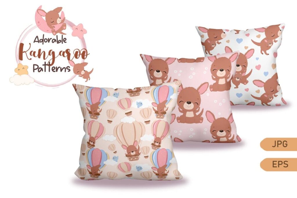 Cute Kangaroo Seamless Pattern Set – MasterBundles