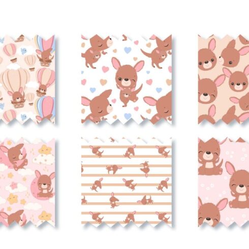 Cute Kangaroo Seamless Pattern Set | MasterBundles