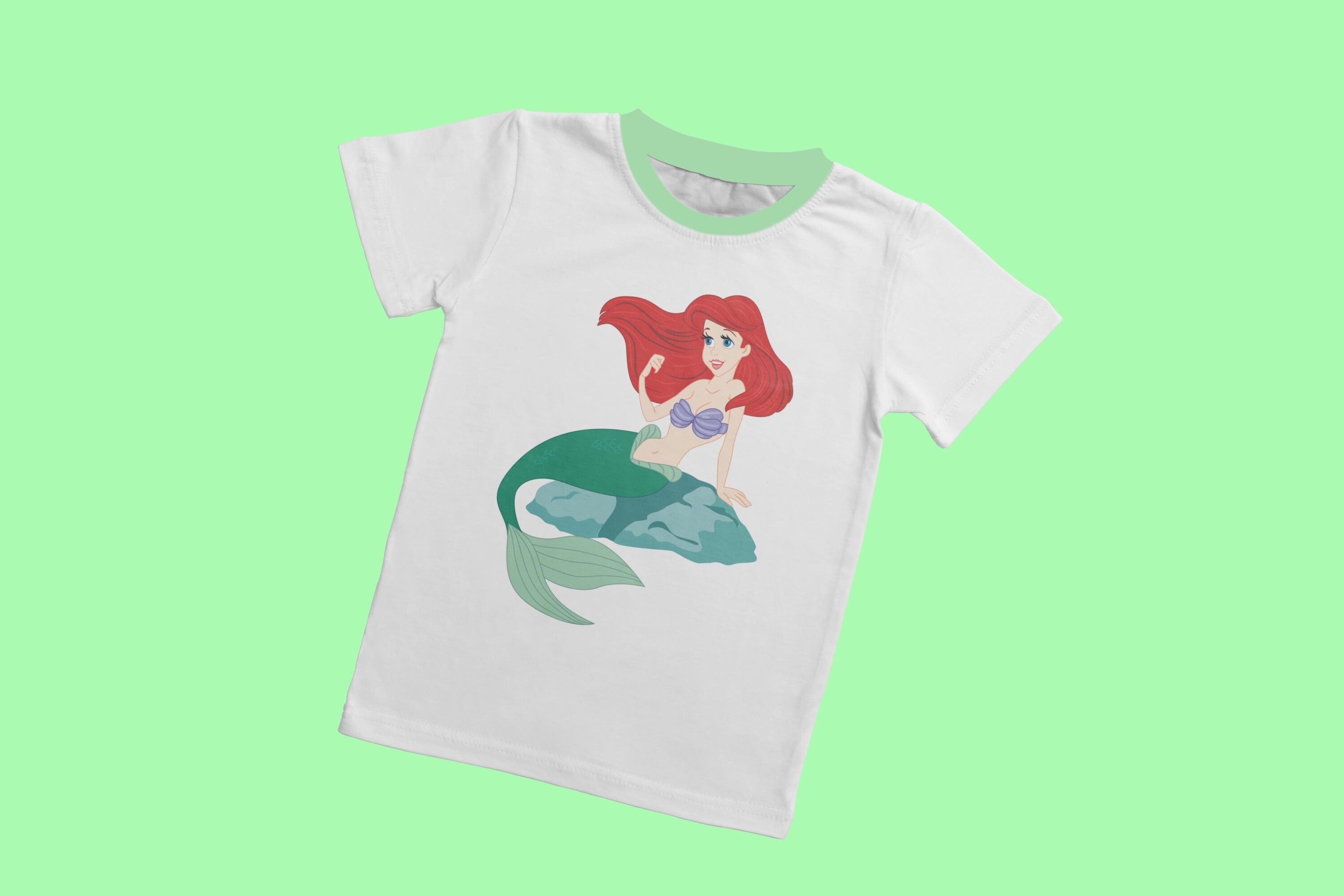 Sitting mermaid for clothes print.