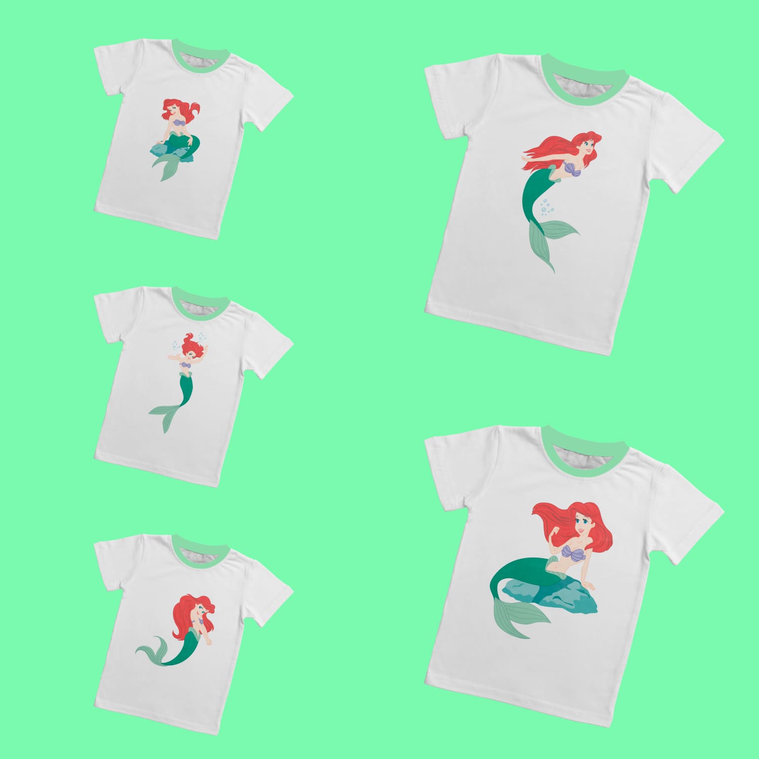 Illustration ariel mermaid on t-shirt.